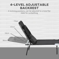 Outsunny 2PCS Adjustable Outdoor Lounge Chair, Garden Folding Chaise Lounge with Face Hole Reclining Tanning Chair Seat, Folding Camping Beach Lounging Bed w/ Head Support Black(m-4)