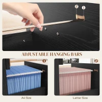 HOMCOM Vertical Filing Cabinet with Lock, 4 Drawer File Cabinet with Adjustable Hanging Bar for A4 and Letter Size, Black(m-5)