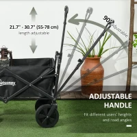Outsunny Steel Frame Folding Garden Cart, Collapsible Wagon Cart with Removable Canopy, Telescopic Handle and Carrying Bag(m-5)