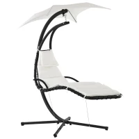 Outsunny Swing Chaise with Stand Floating Chaise Lounge Cream White(m-2)
