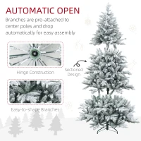 HOMCOM 6ft Artificial Flocked Christmas Tree with Snow Tips, Easy Assembly, Hinged Xmas Tree for Home Office Holiday(m-6)