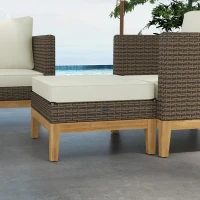 Outsunny Patio Furniture Set w/ Cushions, 5 PCs PE Rattan Conversation Furniture Set, Cream White(m-9)