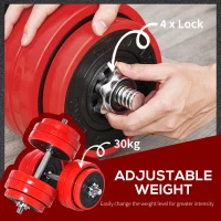 Soozier Adjustable Dumbbell Set, 66lbs Convertible to Barbell Weight Set for Home Gym Women and Men Weight Lifting Training(m-6)