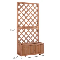 Outsunny Wooden Raised Garden Bed with Trellis, 59" Outdoor Planter Box with Drainage Holes, Planter Raised Bed for Climbing Vine Plants Flowers, Orange(m-3)