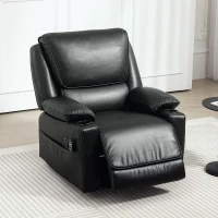 HOMCOM Recliner Massage Armchair with Heat Oversized Swivel Rocker with Footrest Remote and Side Pockets Black(m-10)