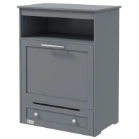 PawHut Pet Feeder Station Storage Cabinet, Dog Food Storage Container with Dog Raised Bowls, Watering Supplies, Gray(m-1)