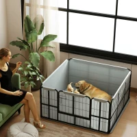 PawHut 4 Panel Dog Whelping Box with 600D Windproof Oxford Fabric Cloth, Washable Pee Pad, for M L Dogs, 48" x 48" x 23.6"(m-8)