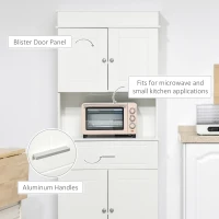 HOMCOM 72" Kitchen Buffet with Hutch, Freestanding Pantry Cabinet with Utility Drawer, 2 Door Cabinets, Adjustable Shelves and Countertop, White Wood Grain(m-6)