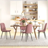 HOMCOM Dining Chairs Set of 4, Upholstered Dining Room Chairs with Steel Legs, Modern Kitchen Chair for Dining Room, Pink(m-8)