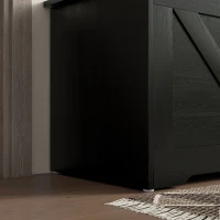 HOMCOM 31.5 Inches Storage Chest, Storage Trunk with 2 Safety Hinges, Wooden Box for Living Room, Black Wood Grain(m-10)