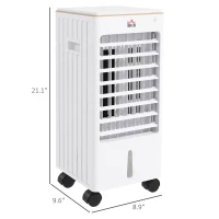 HOMCOM Room Air Cooler with Ice Packs, Ice Cooling Fan Water Conditioner Humidifier Unit with Remote, Timer, Wheels(m-3)