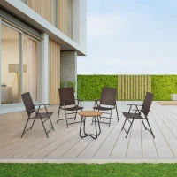 Outsunny Outdoor Wicker Dining Chair Set of 4, Rattan Foldable Chair with Steel Frame for Garden, Backyard, Porch, Brown(m-8)