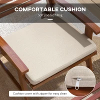 Outsunny 4 Piece Patio Furniture Set, 2 Chairs with Cushions & Ottomans, Slatted Acacia Wood, Cream White(m-6)