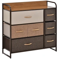 HOMCOM 3-Tier Storage Organizer for Bedroom Entryway, 7-Drawer Dresser with Steel Frame for Bedroom, Maple Wood(m-1)