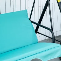 Outsunny 3-Seater Outdoor Porch Swing with Adjustable Canopy, Patio Swing Chair for Garden, Poolside, Backyard, Teal(m-7)