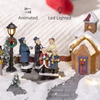 HOMCOM Christmas Village, Choir Animated Winter Wonderland Set with Multicolored LED Light, Battery Operated Christmas Decoration(m-7)