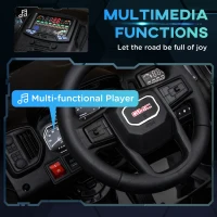 Aosom 12V GMC Sierra HD Battery Kids Ride On Car with Remote Control, Bright Headlights, & Working Suspension, Black(m-6)