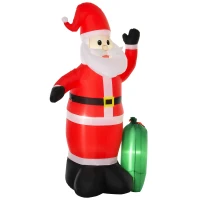 HOMCOM 8ft Christmas Inflatables Outdoor Decorations Santa Claus with Toy Bag, Blow-Up Yard Christmas Decor with LED Lights Display(m-11)