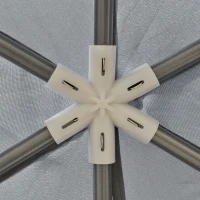 Outsunny Φ13' Hexagon Party Tent Patio Gazebo Outdoor Activity Event Canopy Quick Sun Shelter Pavilion with Netting Mesh Sidewall Dark Grey(m-10)