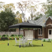 Outsunny 10' x 10' Pop Up Canopy Tent with Sand Bags, UPF 50+ Instant Sun Shelter, Tents for Parties, Height Adjustable, with Wheeled Carry Bag, for Outdoor, Garden, Black(m-8)