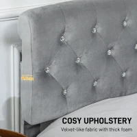 HOMCOM Full Bed Frame with Headboard, Double Bed Frame with 2 Drawers, No Box Spring Needed, Easy Assembly, Light Grey(m-4)