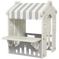 Qaba Kids Playhouse, Indoor Sleek Play House Cottage Pretend Role Games, with Arched Doors, for Ages 1-6 Years(m-2)