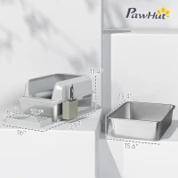 PawHut Stainless Steel Litter Box with Metal Scoop & Scoop Holder, High Sided, Anti-Urine Leakage, Non-Sticky(m-3)