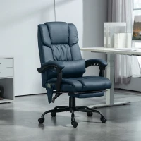 Vinsetto Massage Office Chair with 6 Vibrating Points, High Back Reclining Office Chair with Footrest and Remote, Blue(m-10)