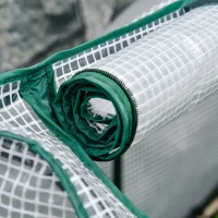 Outsunny Raised Garden Bed with PE Greenhouse Cover Outdoor Elevated Wood Planter Box for Herbs and Vegetables, Use for Patio, Backyard, Balcony, 48 x 22 x 46 inch, Natural(m-10)