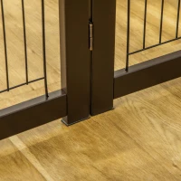 PawHut Wooden Dog Gate for Small & Medium Dogs 4 Panel w/ Support Feet Foldable Pet Fence for House Doorway Coffee(m-9)