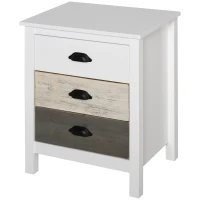 HOMCOM Accent Table Storage Cabinet with 3 Drawers Wooden Bedside Table Night Stand, Home Furniture(m-11)