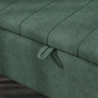 HOMCOM 40" Ottoman with Storage, Linen Upholstered Storage Ottoman Bench with Steel Legs for Living Room, Bedroom Dark Green(m-10)