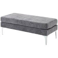 HOMCOM 48 Inches Upholstered Bedroom Bench, Modern End of Bed Bench with Double Layer Seat Cushions and Steel Legs, Dark Gray(m-11)