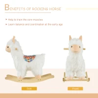 Qaba Kids Ride-On Rocking Horse Toy Llama Style Rocker Soft Plush Fabric for Children 3+ Years(m-5)
