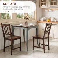 HOMCOM Wooden Dining Chairs Set of 2, Kitchen Chairs with Slat Back, Solid Structure for Living Room and Dining Room, Coffee(m-4)