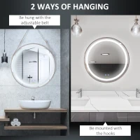 kleankin 24'' Round Led Bathroom Mirror, Dimmable Anti Fog Wall-Mounted Mirror with 3 Temperature Colors, Plug-in, Rose Gold(m-5)
