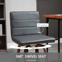 HOMCOM 28" Swivel Bar Set of 2 Height Bar Stools, Armless Upholstered Barstools Chairs with Soft Padding Seat and Wood Legs, Grey(m-5)