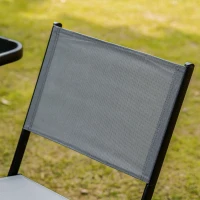 Outsunny 3-Piece Outdoor Patio Dining Set, Folding Garden Bistro Set with Glass Table Top, 2 Folding Chairs, Steel Frame, and Mesh Fabric, Gray(m-8)