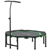 Soozier 48" Silent Mini Trampoline with Adjustable Handle Bar Fitness Trampoline Bungee Rebounder Jumping Cardio Trainer Workout for Adults or Teens Jump Exercise Equipment Green(m-2)