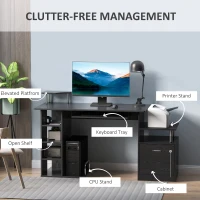 HOMCOM Wood Computer Desk Table Laptop Workstation with Storage Shelf Drawer Office Home Black(m-4)