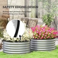Outsunny Set of 2 Raised Garden Bed, Metal Planter Box with Safety Edging, Easy-to-assemble Stock Tank 3'x3'x1.4' Silver(m-6)