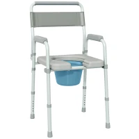 HOMCOM Bedside Commode Chair for Seniors, Adults, Handicap, Raised Toilet Seat with Arm, Adjustable Height, 331 lbs, Gray(m-1)