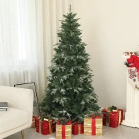 HOMCOM 6ft Flocked Christmas Tree, Artificial Christmas Tree with 850 Branch Tips, Metal Base, Automatic Open, Green(m-1)