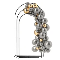 Outsunny Metal Arch Backdrop Stand Set of 3, 7/6.5/6 ft Wedding Arch Frame, Balloon Backdrop Arch Stand Set for Birthday Party, Bridal Shower, Graduation, Ceremony, Banquet Decorations, Black(m-1)
