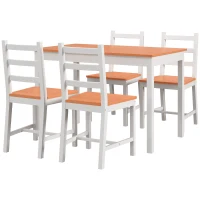 HOMCOM Dining Table Set for 4, 5 Piece Modern Kitchen Table and Chairs, Solid Wood Dining Room Set for Small Spaces, Breakfast Nook, White(m-11)