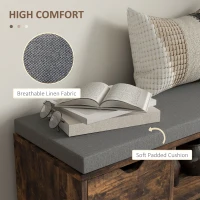 HOMCOM Upholstered Shoe Storage Bench w/ Seat, Entrance Bench w/ Drawer Open Shelves and Pocket for Hallway, Rustic Brown(m-5)