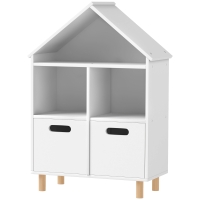 Qaba 3 Tier Kids Bookshelf with Two Drawers, for Kids Rooms, Bedroom, Nursery, White