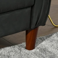 HOMCOM Convertible Sofa Sleeper Futon with Split Back Design Recline, Thick Padded Velvet-Touch Cushion Seating and Wood Legs, Black(m-9)