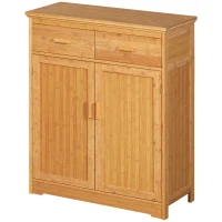 HOMCOM Bamboo Bathroom Cabinet, Storage Cabinet with Doors and Adjustable Shelves, 31.5" x 13.75" x 38.5", Natural(m-11)