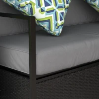 Outsunny Patio Furniture Set with Gazebo, Outdoor PE Rattan Wicker Conversation Sofa with Storage Corner Table, Cushion, for Backyard, Porch, Poolside, Balcony, Grey(m-9)
